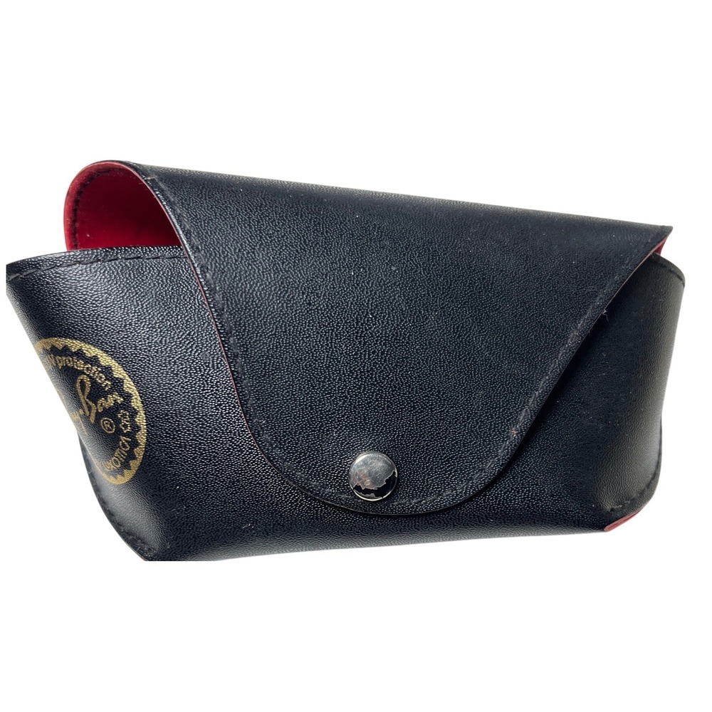 Ray-Ban Hard Sunglasses Case‎ Black Red Lining Snap Closure Unisex